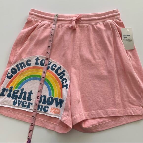 Via Penny Lane Reworked Apparel | The Beatles Come Together Graphic Pink Shorts - Picture 6 of 10